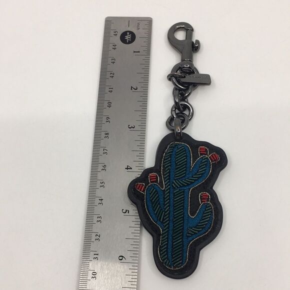Coach Limited Edition Embroidered Cactus Leather Bag Charm w/ Gunmetal Hardware - Picture 14 of 16